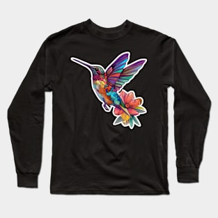 Floral Humming Bird Long Sleeve T-Shirt